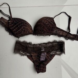NWT Intimissimi Set Animal Print Bra Brown Size 36B and Panty